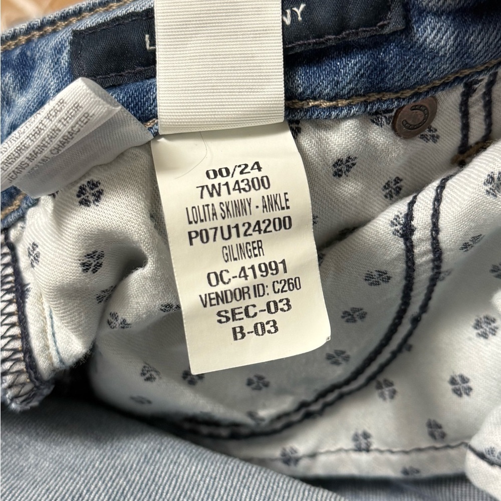 Lucky Brand Blue Lolita Skinny Floral Embroidered Denim 00/24 Ankle Jeans - Picture 11 of 11